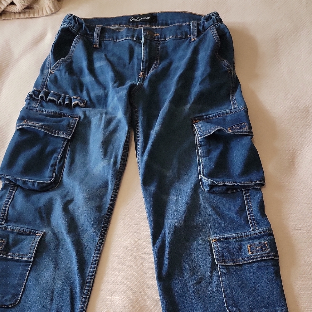 Ol'Classic Men's Relaxed Fit Denim Cargo Pants